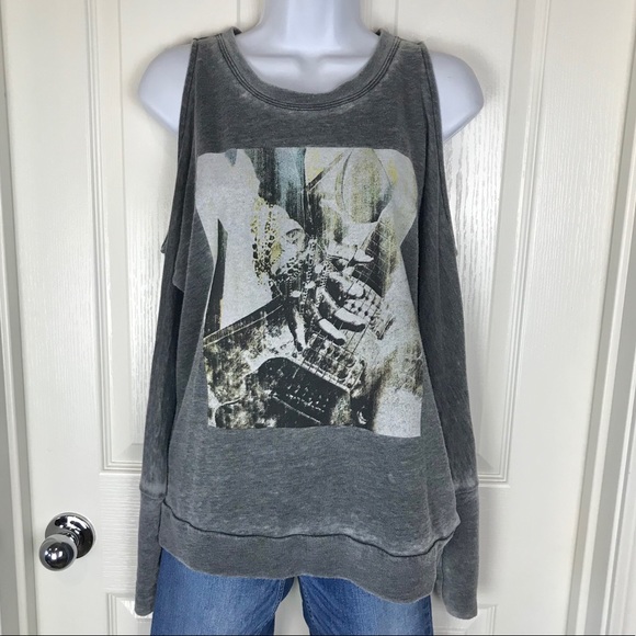 William Rast Tops - William Rast Whitney Cold Shoulder Burnout Tee S